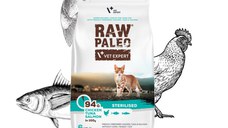 RAW PALEO Sterilised Pui, Ton și Somon, hrană uscată fără cereale pisici sterilizate, 6kg