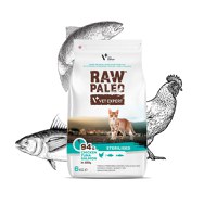 RAW PALEO Sterilised Pui, Ton și Somon, hrană uscată fără cereale pisici sterilizate, 6kg - 1