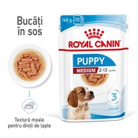 ROYAL CANIN Medium Puppy, hrană umedă câini junior, (în sos), bax, 140g x 10buc - 1