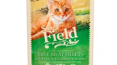 SAM'S FIELD True Meat Fillets, Rață, plic hrană umedă fără cereale pisici, (în sos), 85g