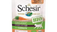 Schesir Cat Bio Sterilised cu Vita, Pui si Morcovi, Plic 85 g