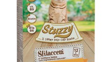 STUZZY Shreds Pack Sterilised, Pui și Curcan, plic hrană umedă pisici sterilizate, (în sos), multipack, 85g x 12buc