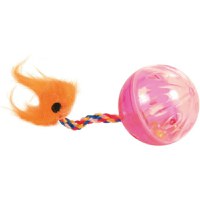 Trixie, 2 mingi cu blăniță, jucărie, pisici, plastic, multicolor, 4cm - 1