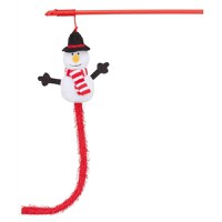 TRIXIE Christmas Om de Zapada, jucărie undiță pisici, activități fizice, plastic, alb și roșu, 31cm - 1