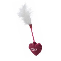 TRIXIE Valentine's Inima cu Pene, jucărie interactivă pisici, catnip, pluș, roșu, 20cm - 1