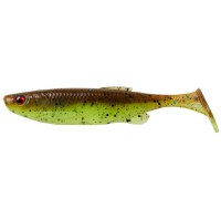 Shad Savage Gear Fat Minnow T-Tail, culoare Chartreuse Pumpkin, 10.5cm, 5buc/plic - 1