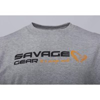 Tricou Savage Gear Signature Logo Gray Melange (Marime: S) - 4