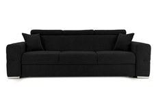 Canapea Extensibilă 3 locuri BELLAGIO, cu tetiere reglabile, 242x95x99 cm Negru