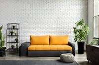 Canapea Extensibilă 3 locuri CAROL, cu ladă de depozitare, 250x100x75 cm, Mango/Negru - 4