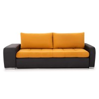 Canapea Extensibilă 3 locuri CAROL, cu ladă de depozitare, 250x100x75 cm, Mango/Negru - 2