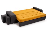 Canapea Extensibilă 3 locuri CAROL, cu ladă de depozitare, 250x100x75 cm, Mango/Negru - 3