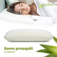 Pernă Aloe Vera Therapy, din spumă cu memorie flexibilă, husă detașabilă și lavabilă, 60x40x15 cm - 5