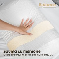 Pernă anatomică Balance, din spumă cu memorie Viscolex și husă detașabilă cu sistem de ventilație al aerului, 60x38x10 cm - 5