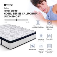 Saltea Ideal Sleep HOTEL SERIES CALIFORNIA LUX MEMORY, Arcuri Bonell, spumă poliuretanică elastică, spumă cu memorie, husă cu aerisire optimă, superortopedică, Grosime 28 cm - 3