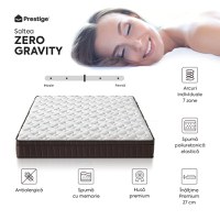 Saltea ZERO GRAVITY, 6 zone de confort, Arcuri Individuale, spumă poliuretanică elastică, spumă cu memorie, husă cu efect antialergic, superortopedică, Grosime 27 cm - 3