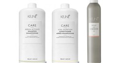 Keune Care Pachet Promo: Sampon anticadere + Balsam hidratant + Spray pentru stralucire