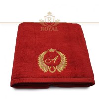 1buc Prosop Royal 600gr/mp-Brodat cu Monograma-Litera la Alegere (Culoare: Roz, Culoare Broderie: Auriu) - 5