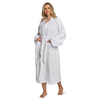 Halat de Baie Alb Plusat tip Kimono (Marime Halate: S/M) - 1