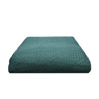 set Cuvertura Pat cu 2 Fete de Perna 55x75cm Uni, Model Geometric, Verde, 200x230cm - 2