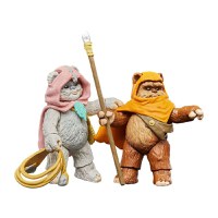 Set 2 Figurine Articulate Star Wars Ewoks Vintage Collection Wicket W Warrick & Kneesaa 10 cm - 2