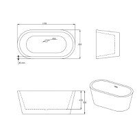 Cada baie freestanding Bella WB-814 acril 170 x 80 x 58 cm galben - 3