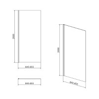 Cersanit perete cabina de dus Crea 900 x 2000 sticla transparenta S159-010 - 2