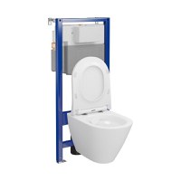 Set vas wc suspendat cu rezervor incastrat Cersanit C14 Aqua 50 + capac duroplast cu soft close S701-794 - 4