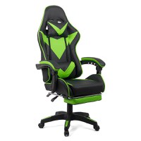 Scaun gaming cu spatar reglabil si suport picioare verde/negru OFF 299 - 1