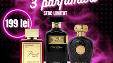 Pachet 3 parfumuri, Opulent Oud + Buuraak Rouge + Wujood Oud Noir, 100 ml