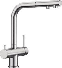 Baterie bucatarie Blanco Fontas-S II cu 3 cai dus extractibil inox - 1