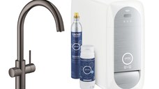 Baterie bucatarie Grohe Blue Home cu pipa C sistem filtrare starter kit hard graphite