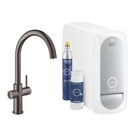 Baterie bucatarie Grohe Blue Home cu pipa C sistem filtrare starter kit hard graphite - 1