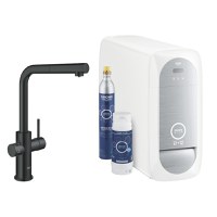 Baterie bucatarie Grohe Blue Home Duo cu dus extractibil pipa L sistem filtrare racire si carbonatare starter kit velvet black - 1