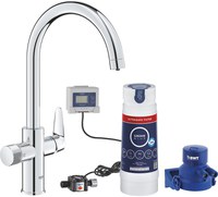 Baterie bucatarie Grohe Blue Pure BauCurve cu sistem filtrare Ultrasafe starter kit crom - 1