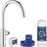 Baterie bucatarie Grohe Blue Pure Mono cu pipa C si sistem filtrare starter kit crom - 1