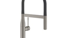 Baterie bucatarie Grohe Essence cu pipa flexibila ProfiSpray brushed hard graphite