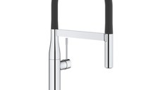 Baterie bucatarie Grohe Essence cu pipa flexibila ProfiSpray crom