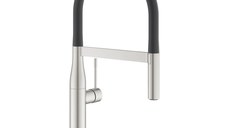 Baterie bucatarie Grohe Essence cu pipa flexibila ProfiSpray supersteel