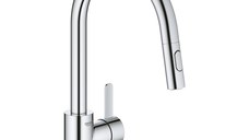 Baterie bucatarie Grohe Eurosmart Cosmopolitan cu dus extractibil dual spray pipa C crom