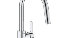 Baterie bucatarie Grohe Get cu dus extractibil dual spray pipa C crom