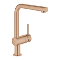 Baterie bucatarie Grohe Minta cu dus extractibil dual spray pipa L brushed warm sunset - 1