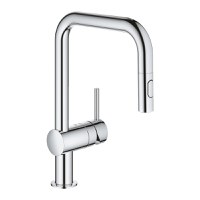 Baterie bucatarie Grohe Minta cu dus extractibil dual spray pipa U crom - 1