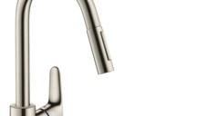 Baterie bucatarie Hansgrohe Focus 240 dus extractibil inox optic