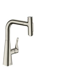 Baterie bucatarie Hansgrohe Metris Select 240 M71 dus extractibil cu doua tipuri de jet finisaj inox - 1