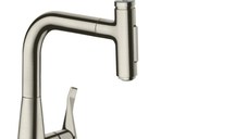 Baterie bucatarie Hansgrohe Metris Select 240 M71 dus extractibil cu doua tipuri de jet finisaj inox