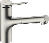 Baterie bucatarie Hansgrohe Zesis M33 150 dus extractibil cu 2 tipuri de jet inox optic - 1