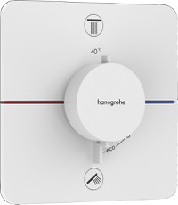 Baterie cada - dus termostatata Hansgrohe ShowerSelect Comfort Q cu 2 functii  montaj incastrat  necesita corp ingropat  alb mat - 1