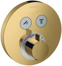 Baterie cada - dus termostatata Hansgrohe ShowerSelect S cu montaj incastrat necesita corp ingropat gold optic lustruit - 1