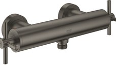 Baterie dus Grohe Atrio cu dubla comanda manere cruce brushed hard graphite