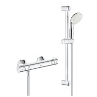 Baterie dus termostatata Grohe Grohtherm 800 cu set de dus Tempesta cu bara 600mm crom - 1